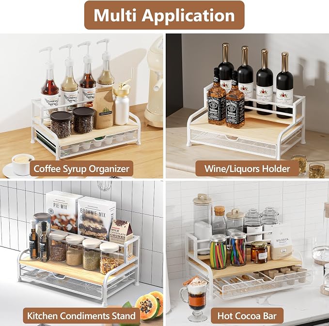 Coffee Syrup Rack Organizer, 3-Tier 8 Bottles Syrup Rack - Image 7