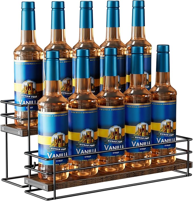 Nuovoware Coffee Syrup Organizer, 2-Tier 10 Bottles Bar Organizer, Separable by NUOVOWARE