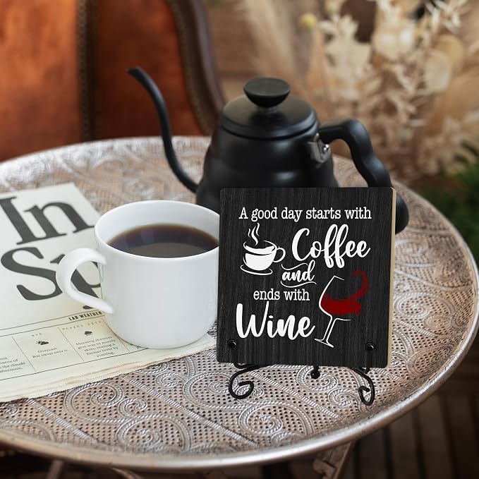 Coffee And Wine Desk Decor Sign, Rustic Wooden Sign - Image 5