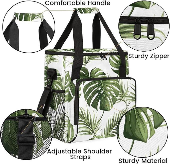 Tropical Plant Palm Leaves Coffee Maker Carring Bag, Large Insulated Storage - Image 6