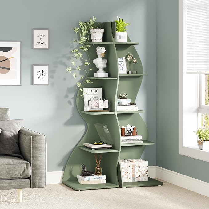 Tribesigns Corner Shelf, Modern 5-Tier Wall Corner Bookshelf, Stylish Corner - Image 4