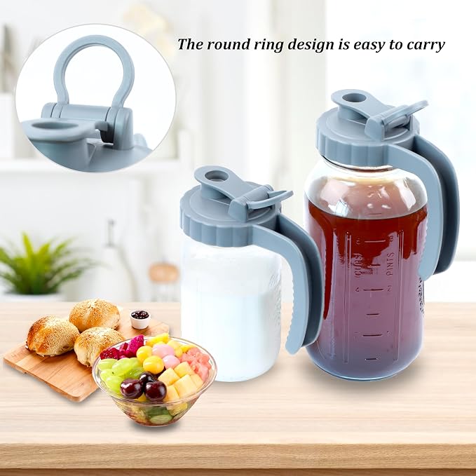 Mason Jar Pitcher 32 OZ Glass Pitcher - Image 7