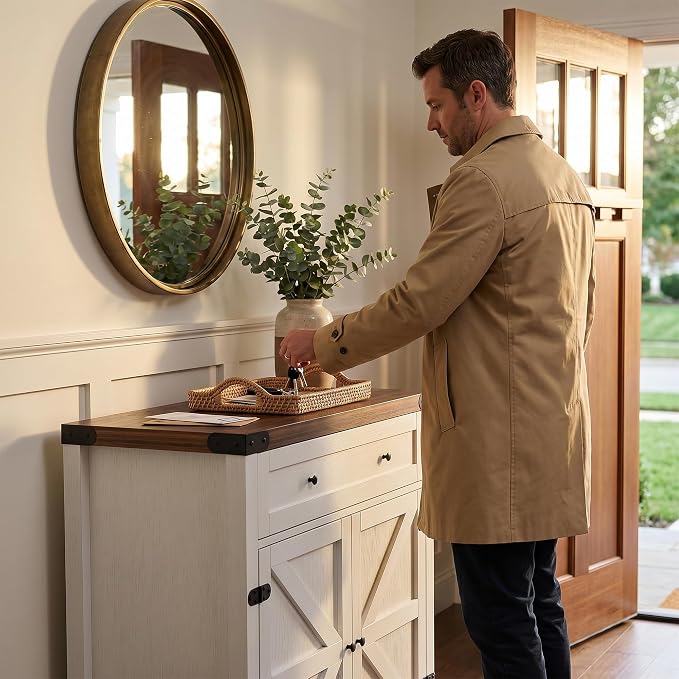YESHOMY Kitchen Storage Cabinet, Coffee Bar Cabinet, Farmhouse Sideboard Buffet - Image 7