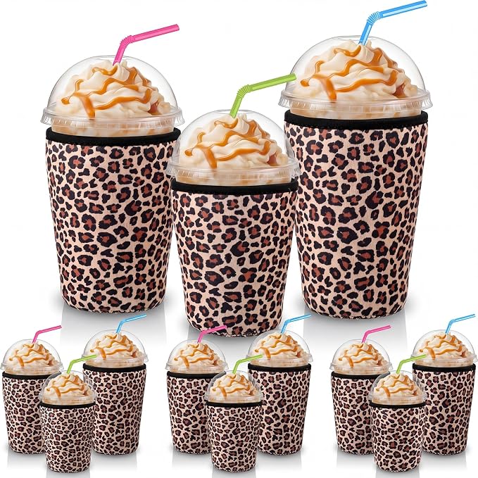 CHENGU 12 Pack Reusable Iced Coffee Sleeves Bulk Cold Cup Neoprene Insulated by CHENGU