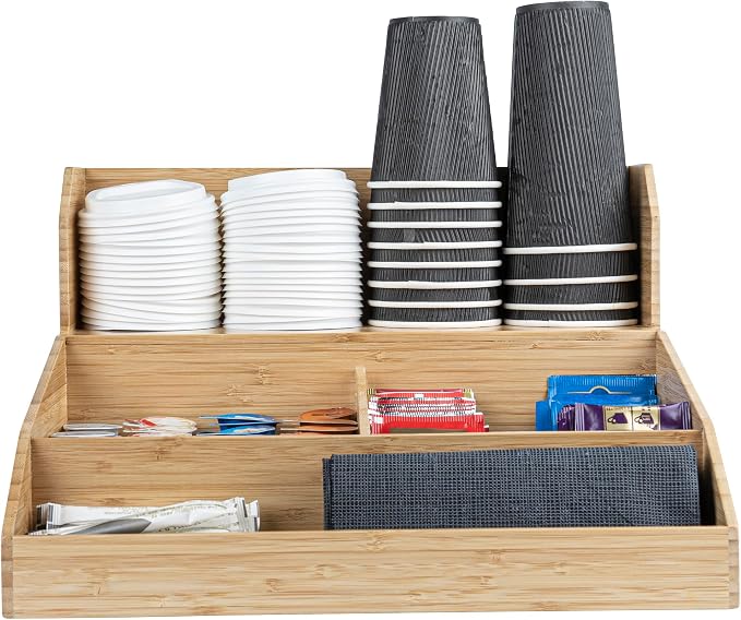 Restaurantware Coffee Cup Organizer 15 x 14.25 x 9.25 Inch Multipurpose Bamboo - Image 10