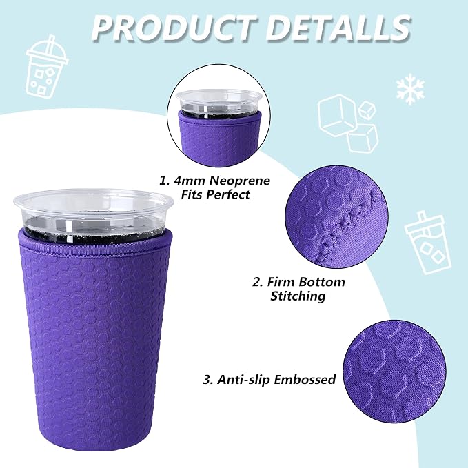 3 Pack Reusable Iced Coffee Sleeves - Image 2