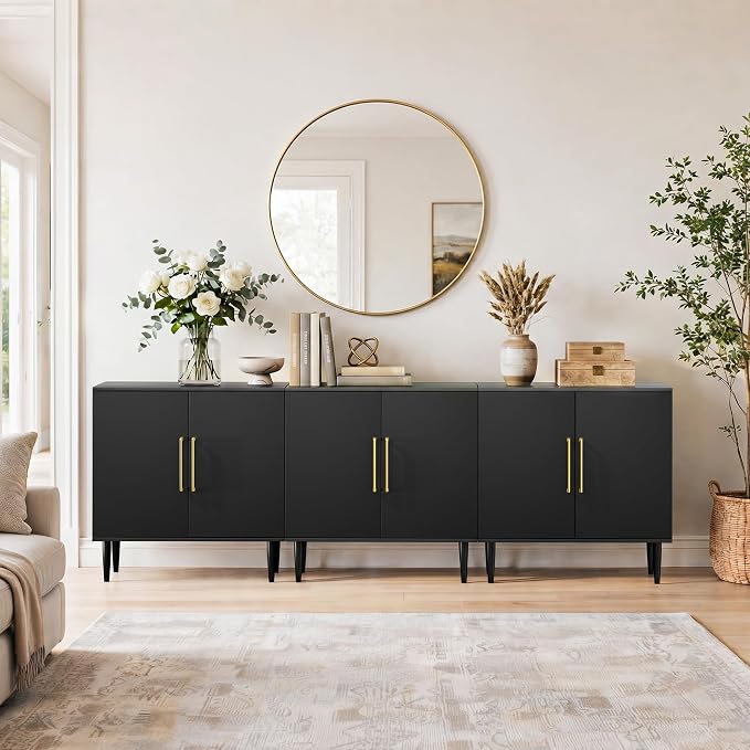 Set of 3 Black Storage Cabinet - Image 4