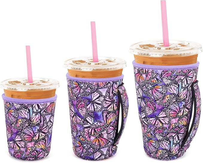 3 Pack Iced Coffee sleeve Insulated Neoprene Cup Sleeves by Snowso