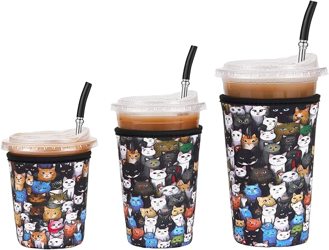 3 Pack Iced Coffee Sleeve Reusable by Cavllson
