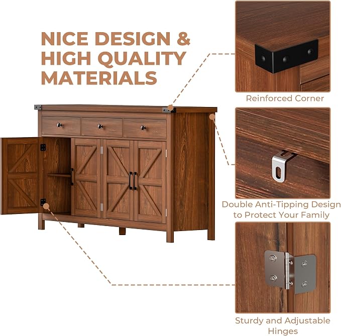 VVFLU 63" Sideboard Buffet Cabinet - Image 6
