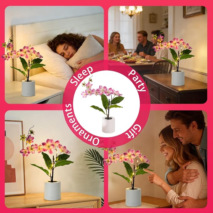 WSYEAR Purple Artificial Jasmine LED Flower Pot - Image 2