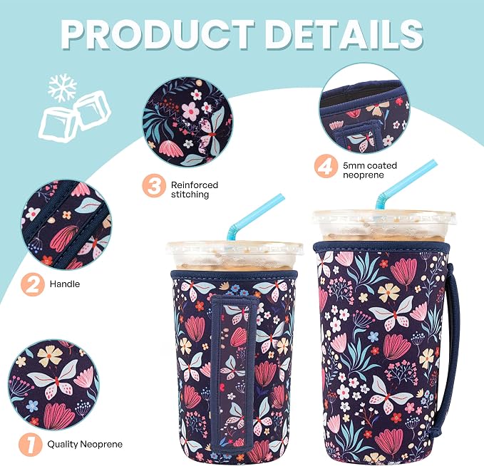 KJQJLY 3 Reusable Iced Coffee Sleeves - Image 4