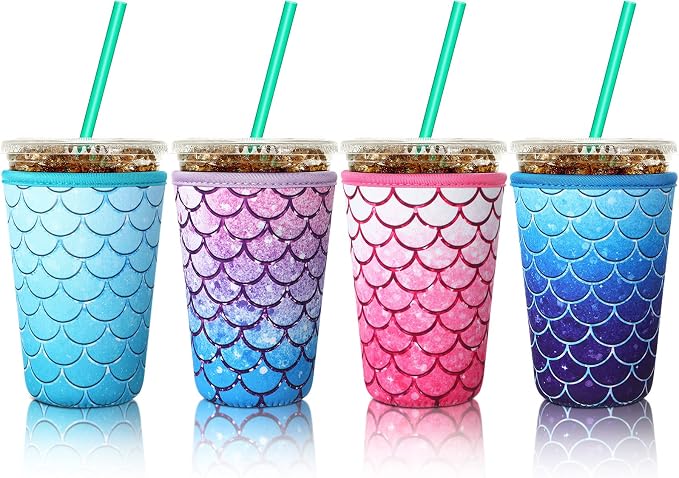Patelai 4 Pieces Reusable Iced Coffee Sleeve Cup Insulator by Patelai