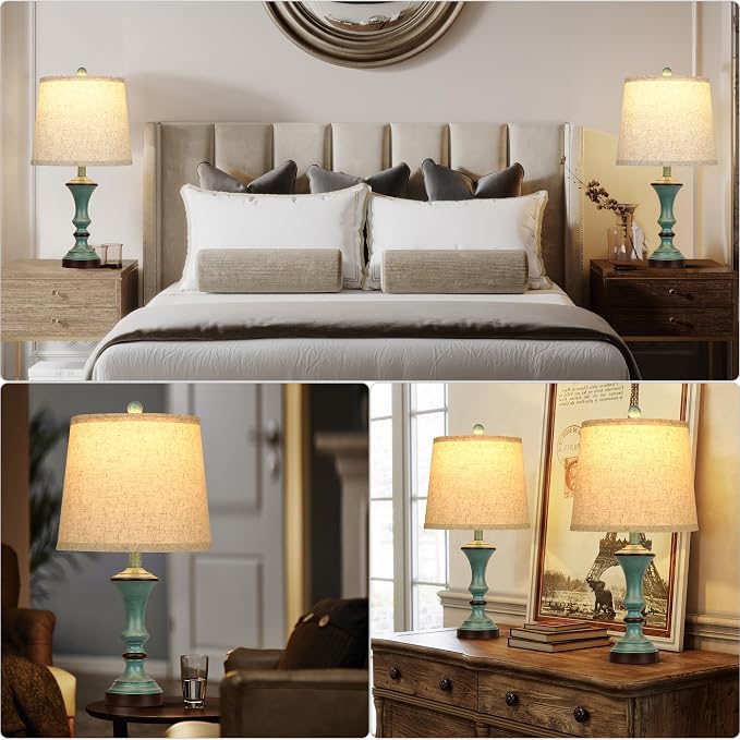 ROTTOGOON Retro Table Lamps Set of 2 Nightstand Lamp - Image 6