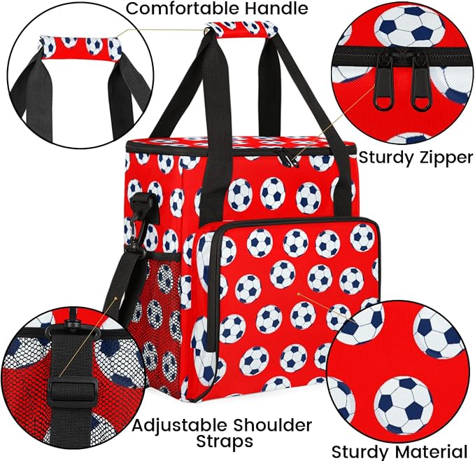 Soccer Coffee Maker Travel Bag, Soccer Large Carrying Storage Case Insulated - Image 6