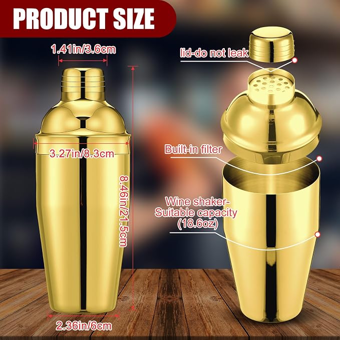 Nitial 9 Pcs Bar Cocktail Shaker Professional Stainless Steel Martini Drink - Image 2