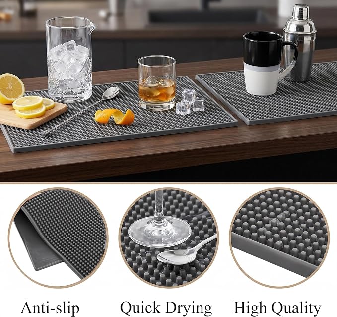 Tebery 3 Pack Rubber Bar Mat 18 x 12, Thick Durable and Stylish Bar Service - Image 7
