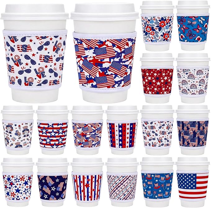 Potchen 16 Pack Reusable Iced Coffee Cup Sleeves Neoprene Insulated Drink Cup by Potchen