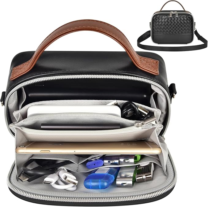 Electronic Organizer with Shoulder Strap, Premium Mixed-Fabric Accordion Tech by Tanmqin