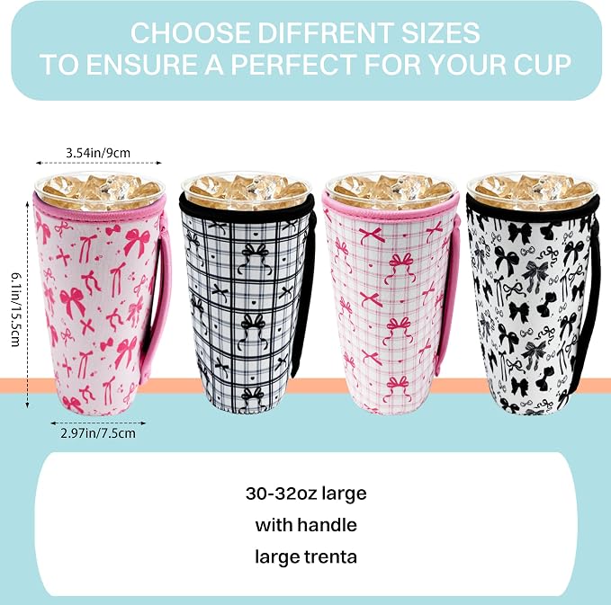 4 Pack Iced Coffee Sleeve, reusable Neoprene Cup Sleeves Suitable - Image 2