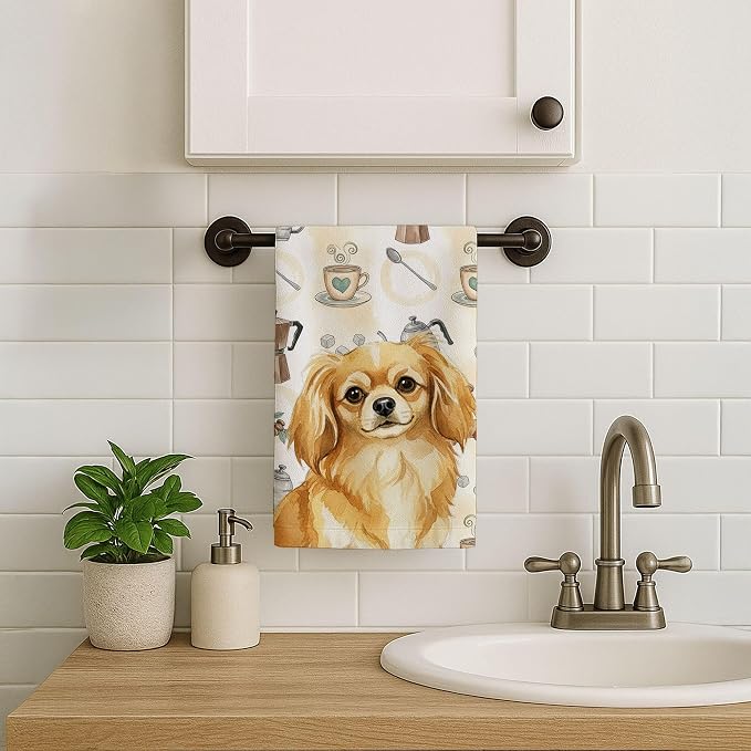 Caroline's Treasures Gold Tibetan Spaniel Coffee Bar Kitchen Towel Velour Plush - Image 7