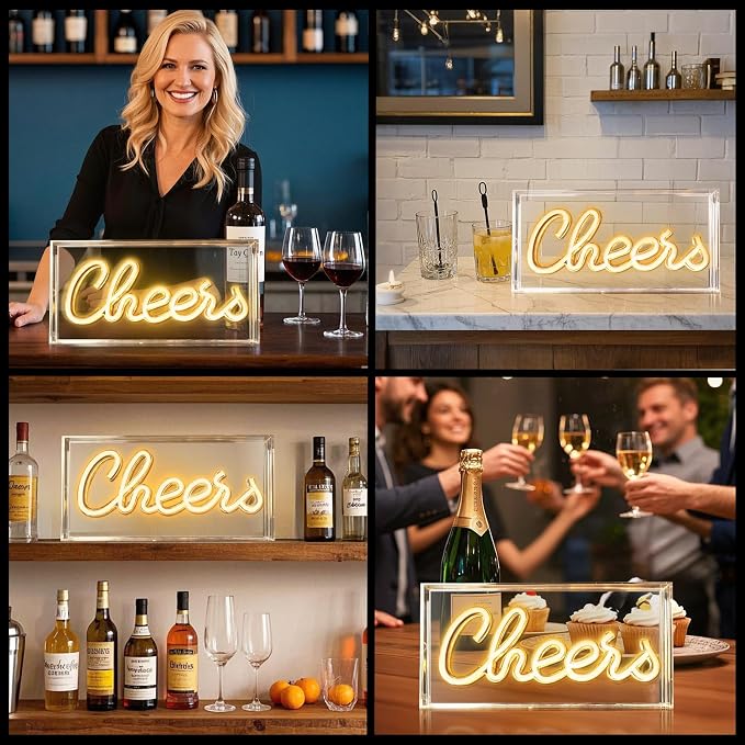Cheers Neon Sign, USB LED Desk Lightbox Cheers Sign - Image 6