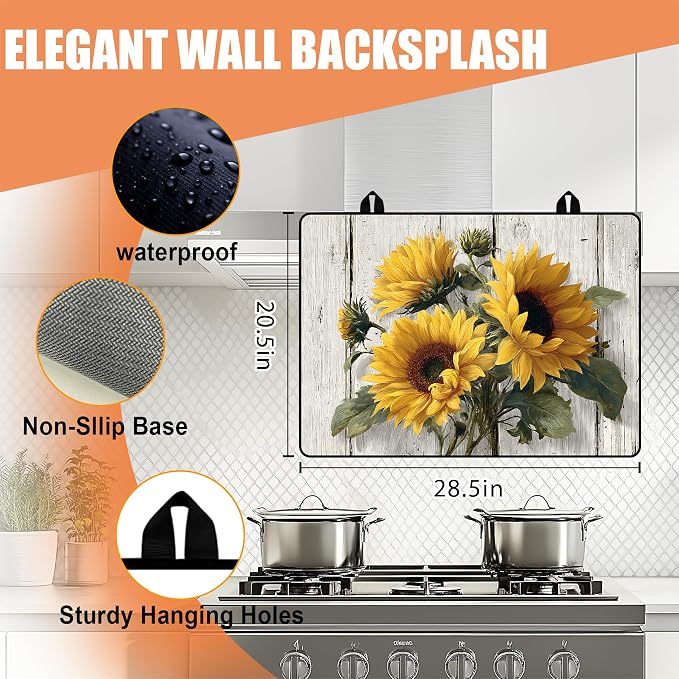 28"x20" Anti-Slip Electric Stove Top Cover Sunflower Foldable Heat-Resistant - Image 4