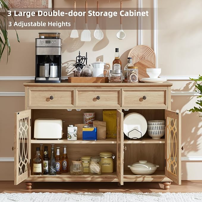 Joaxswe Farmhouse Sideboard Buffet Cabinet Set of 2 - Image 8