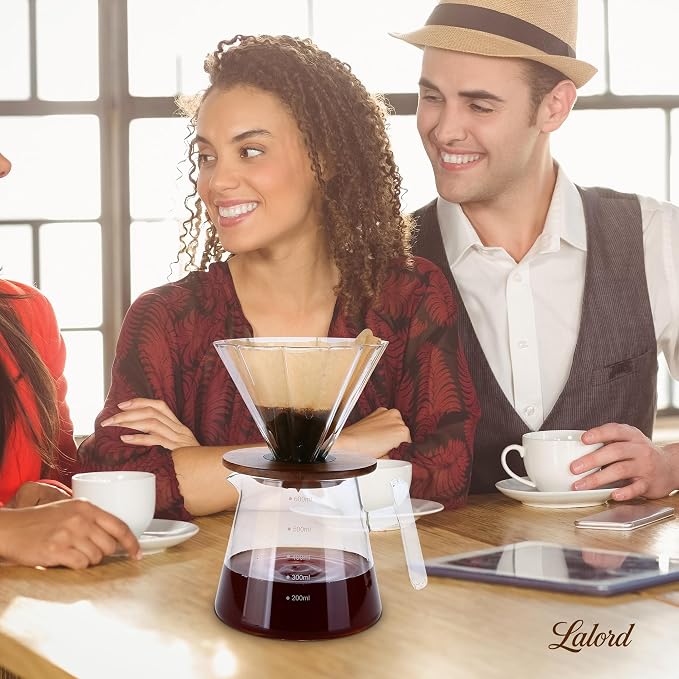 Lalord Pour Over Coffee Maker, 20 oz Borosilicate Glass Set - Image 7