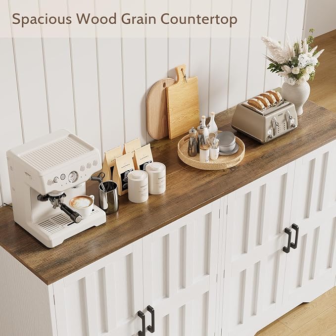 Sideboard Buffet Cabinet, Modern Farmhouse Kitchen Storage Cabinet, Living Room - Image 4
