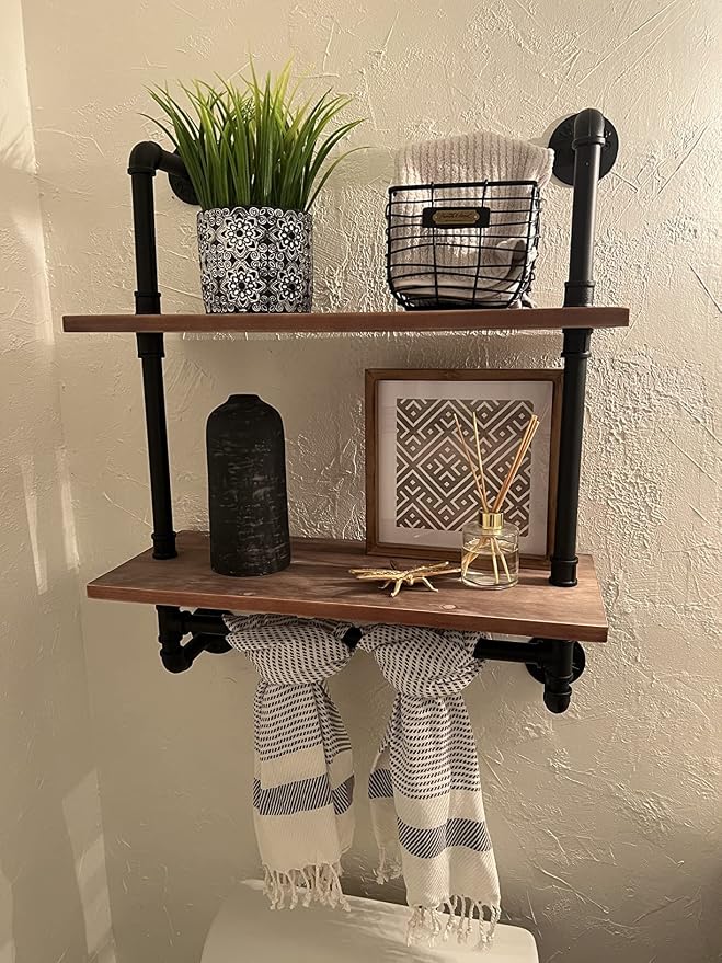 ROGMARS Industrial Pipe Shelf Floating Shelves Bathroom Pipe Shelving Farmhouse - Image 7