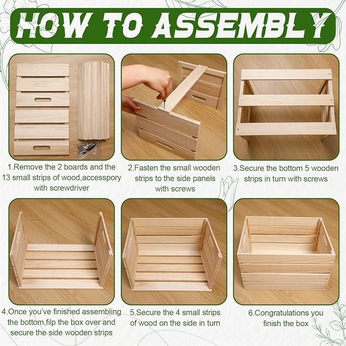 Weysat 6 Pack Large Wood Crates Box - Image 3