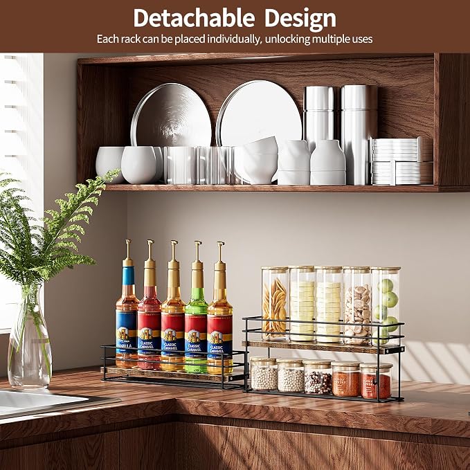 Nuovoware Coffee Syrup Organizer, 2-Tier 10 Bottles Bar Organizer, Separable - Image 3