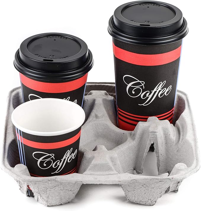 EcoQuality Pulp Fiber Cup Tray Biodegradable 4 Cup Carrier 75 Count Compostable - Image 6