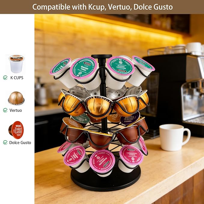 360° Rotating Coffee Pod Holder, Metal Capsule Storage Organizer - Image 3