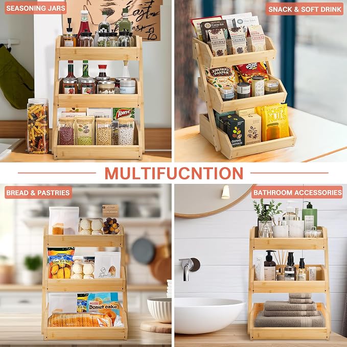 G.a HOMEFAVOR Bamboo Fruit Basket, Fruit Organizer - Image 5
