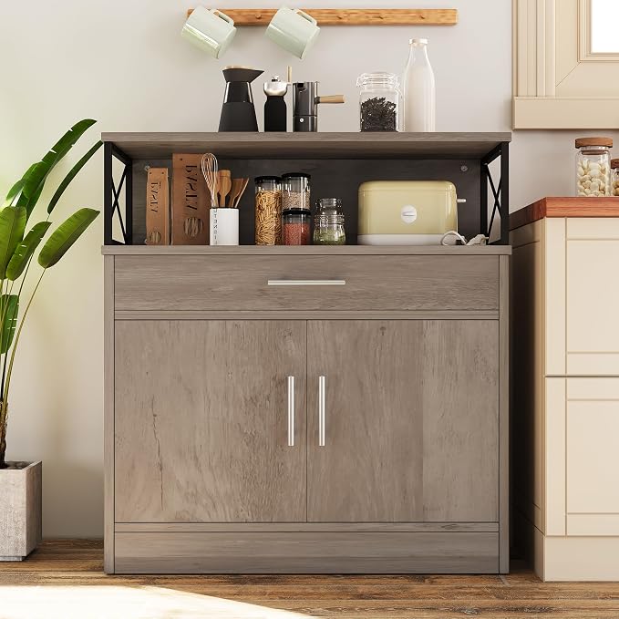 Vongrasig Farmhouse Coffee Bar Cabinet, Modern Sideboard Buffet Table - Image 4
