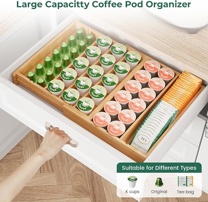 EsLuker.ly Bamboo Coffee Pod K Cup Holder Organizer - Image 6
