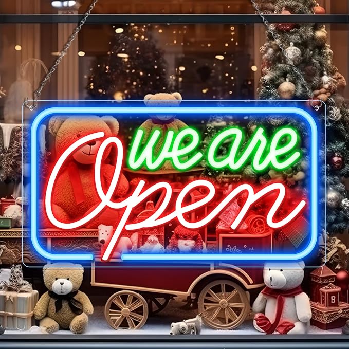 Neon We Are Open Signs for Business, 16.5''x 9'' Open Sign LED, Super Bright & by NELTBESIN