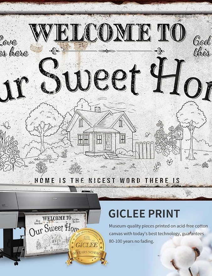 IPIC - Our Sweet Home Vintage Family Sign, Rustic Farmhouse Canvas Wall Art - Image 6