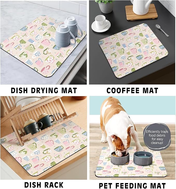 Coffee Bar Mat Rubber Dish Drying Mat - Image 4