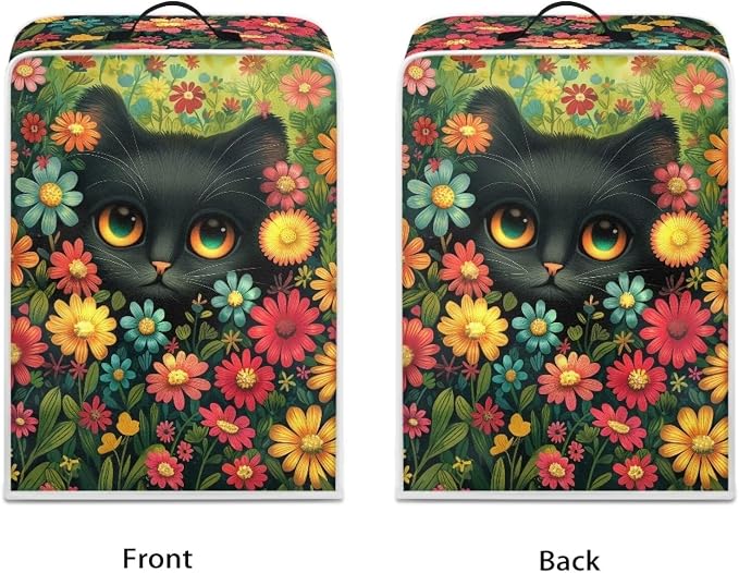 Black Cat Flowers Coffee Machine Dust Covers - Image 3