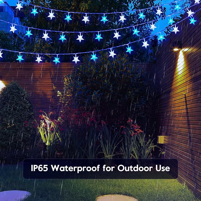 Minetom Blue and White Star String Lights Plug in - 33 ft 100 LED Star Fairy - Image 7