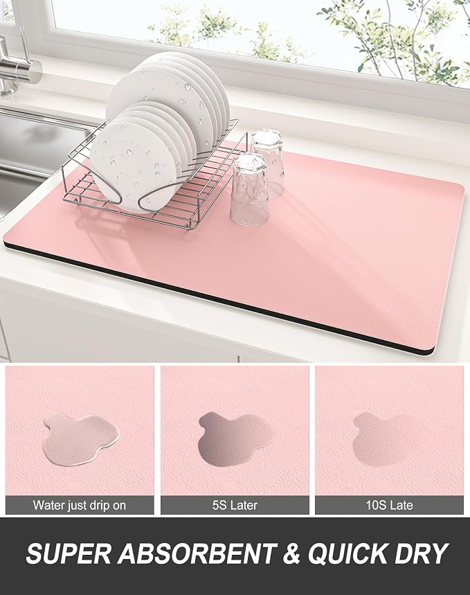 Rnivvi Dish Drying Mat for Kitchen Counter, 12 x 19" Super Absorbent Drainer - Image 3