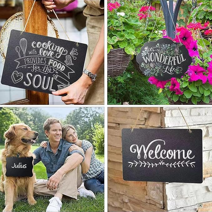 2 Pack Chalkboard Sign with String 8"x12" Double Sided Erasable Message Board - Image 7