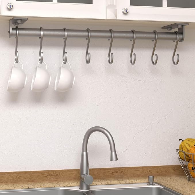 Dseap Kitchen Utensil Holder Hanger, Pot and Pan Rack Wall Mounted, Kitchen Rail - Image 5
