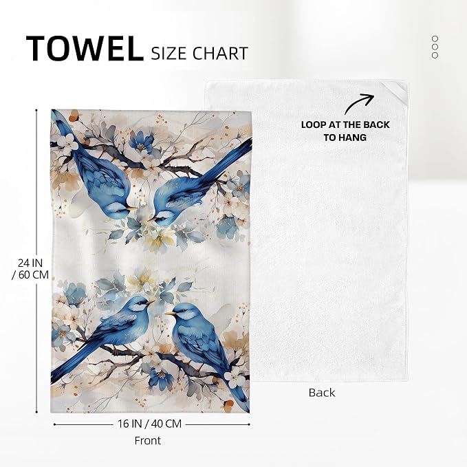 Cute Birds Kitchen Towels Decorative Set of 2, Soft Absorbent Dish Towels - Image 2