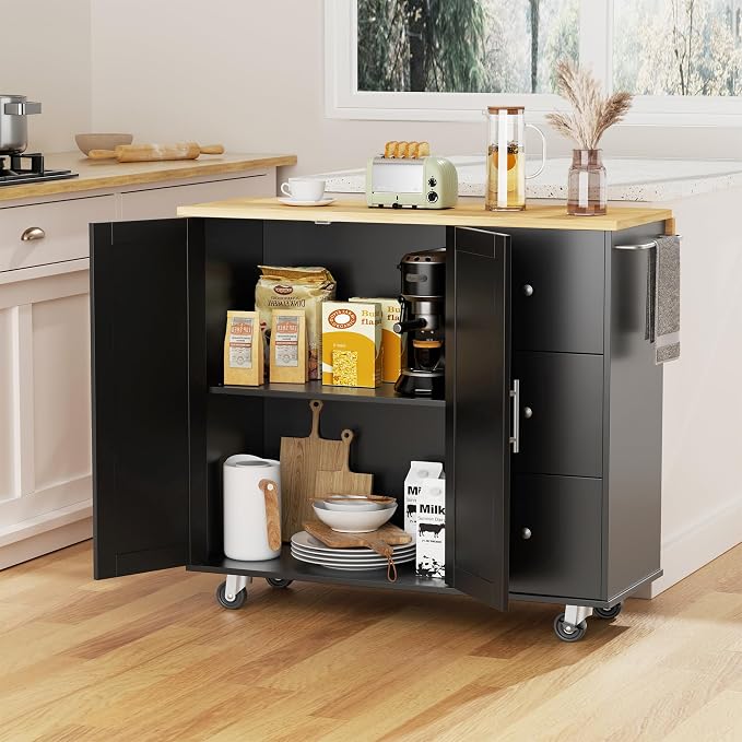 QAQA 40" Kitchen Island Cart Furniture cart on Wheels Rolling Portable Dining by JYQAQA