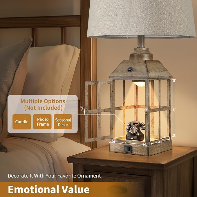 25" Farmhouse Table Lamps for Living Room, Table Lamps Set of 2 - Image 2