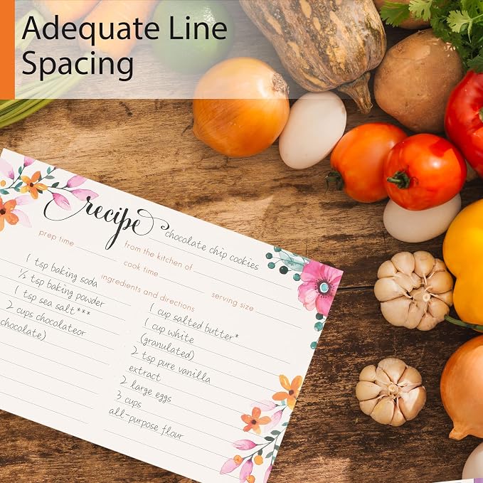 LotFancy Recipe Cards, 4x6 Inch, Double Sided, Blank Recipe Cardstock, Floral - Image 3